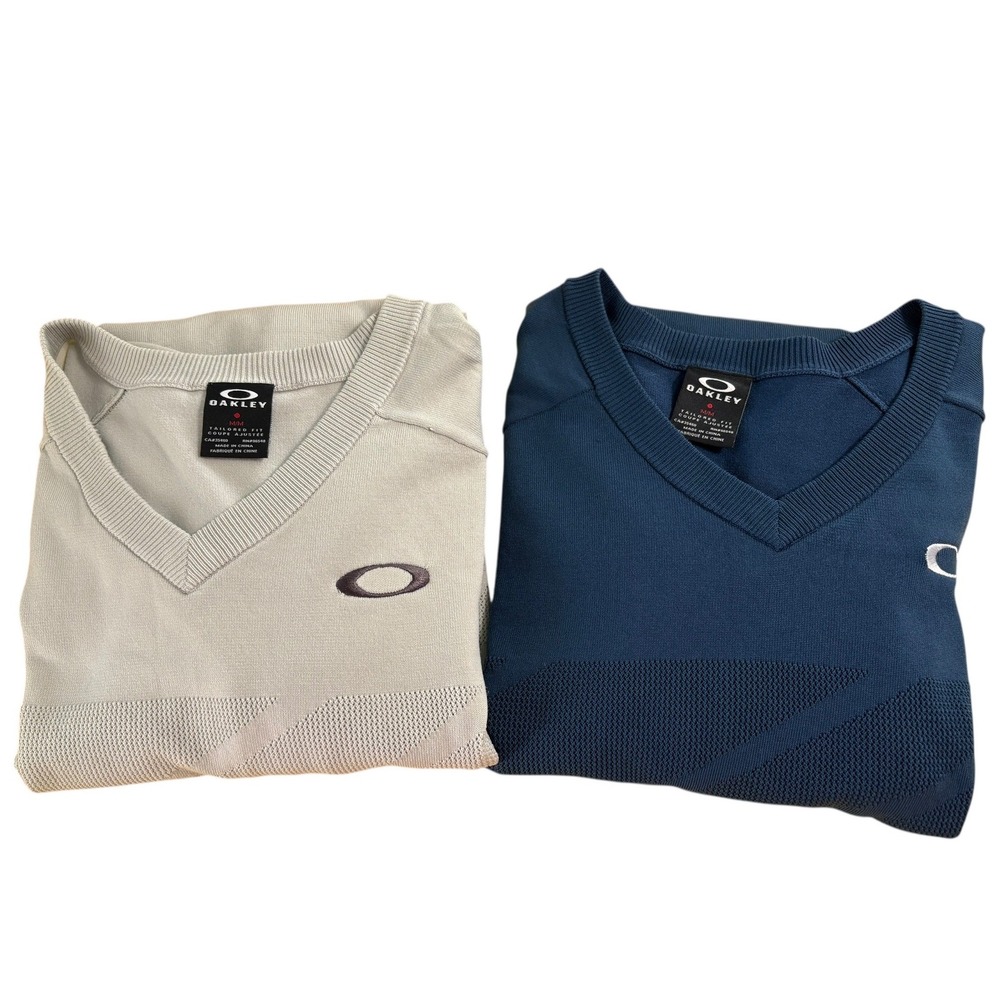 Oakley Mens Tailored‎ Fit V-Neck Sweater 2 Pack Gray Blue Size Medium